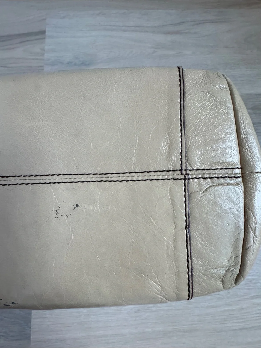 HOBO Leather Shoulder Bag Cream Ivory Brown Slouchy Purse